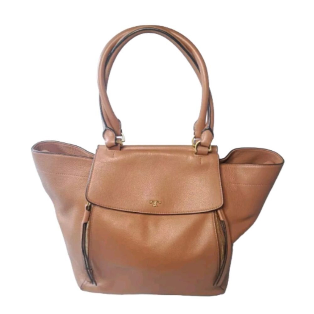 Tory Burch Half Moon Satchel Convertible Shoulder Tote Brown Handbag